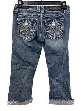 L.A. Idol USA Womens Distressed Denim Capri Jeans Size 5